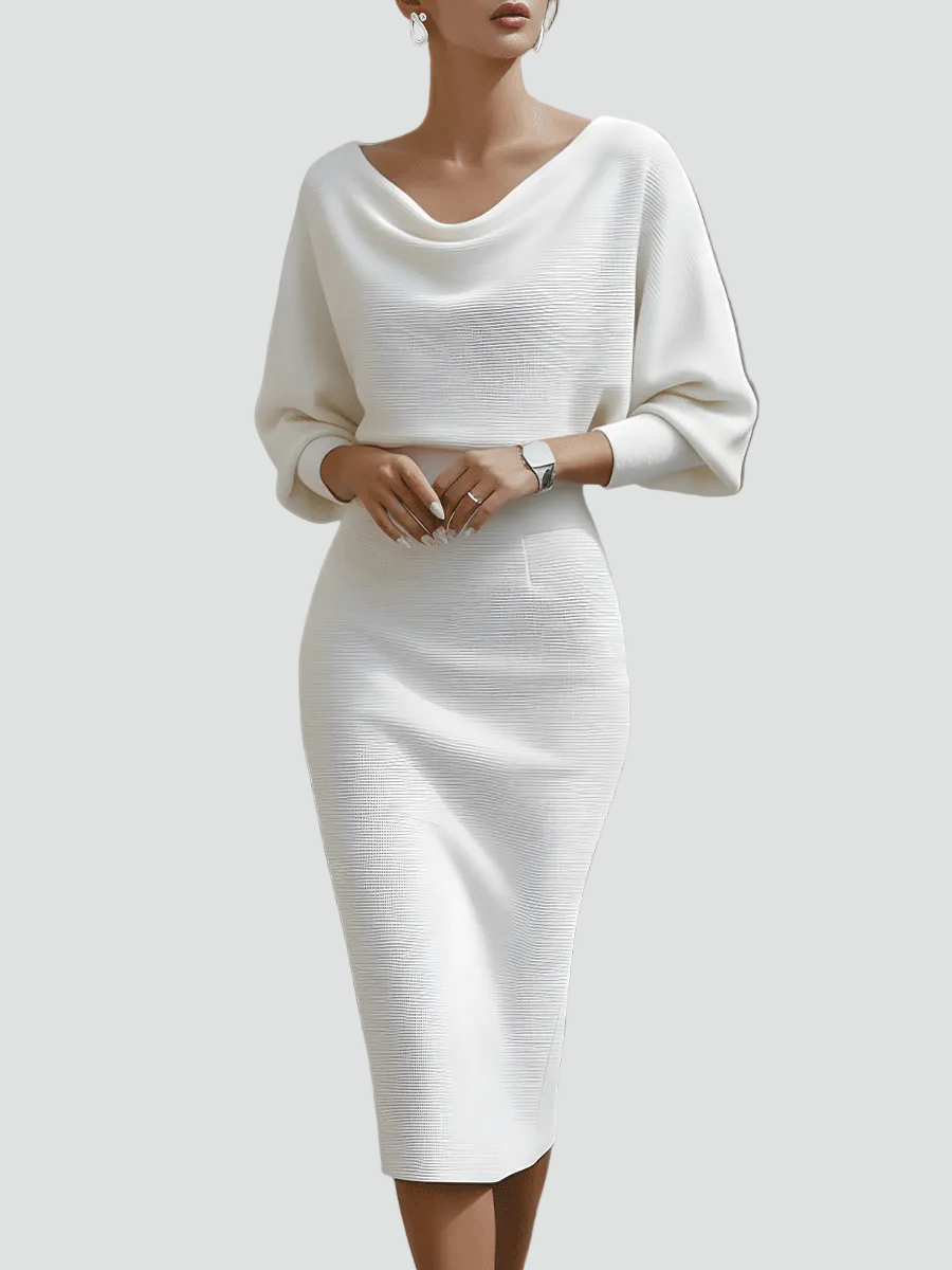 Ernestine - Women's Knitted Dress with Three-Quarter Sleeves - photo 13