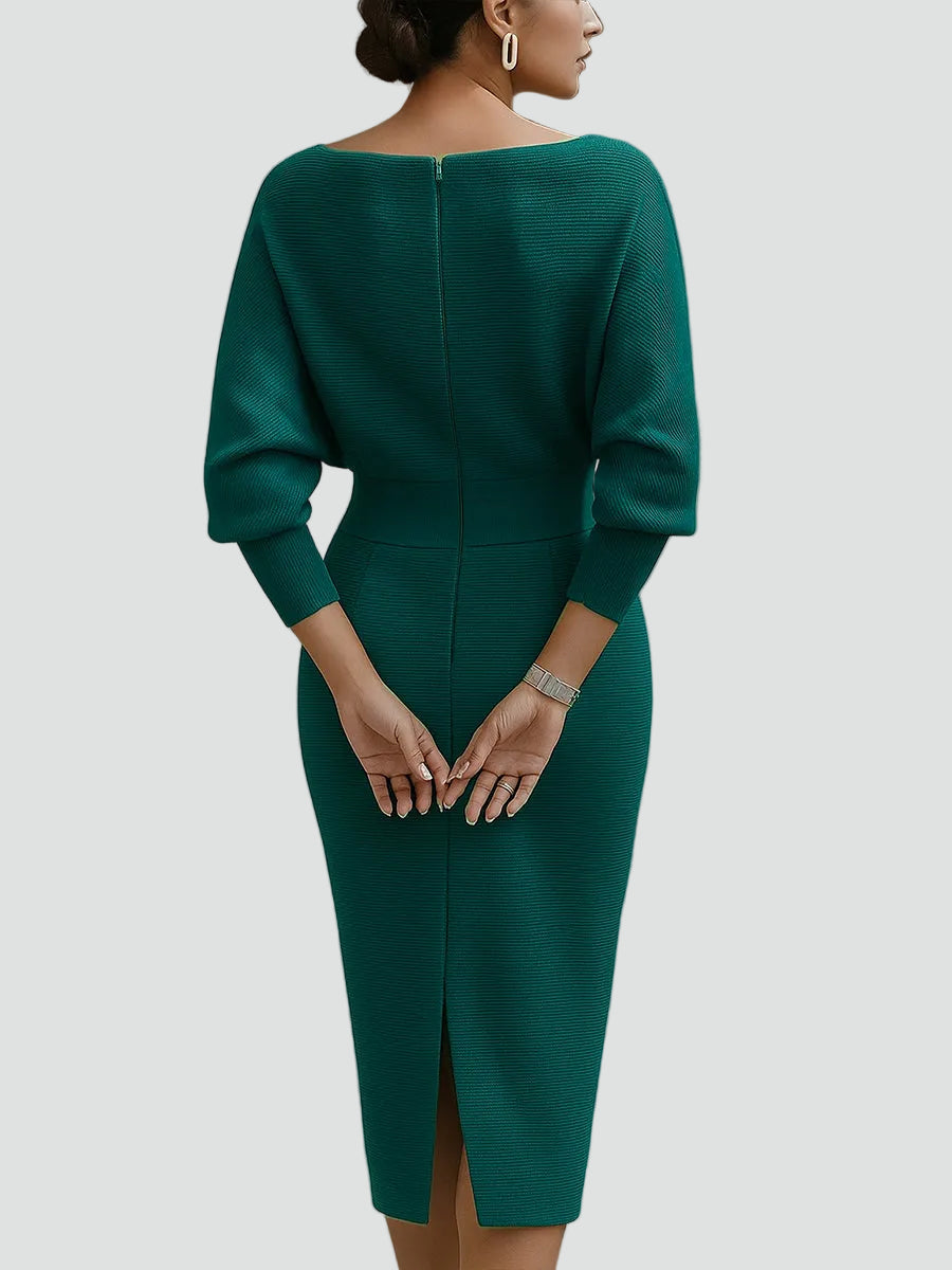 Ernestine - Women's Knitted Dress with Three-Quarter Sleeves - photo 9