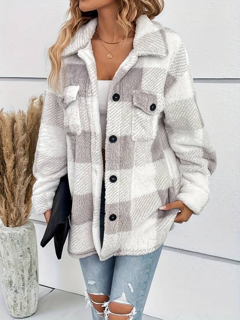 Esther - Women's Fleece-Lined Cardigan with Button Front - photo 5