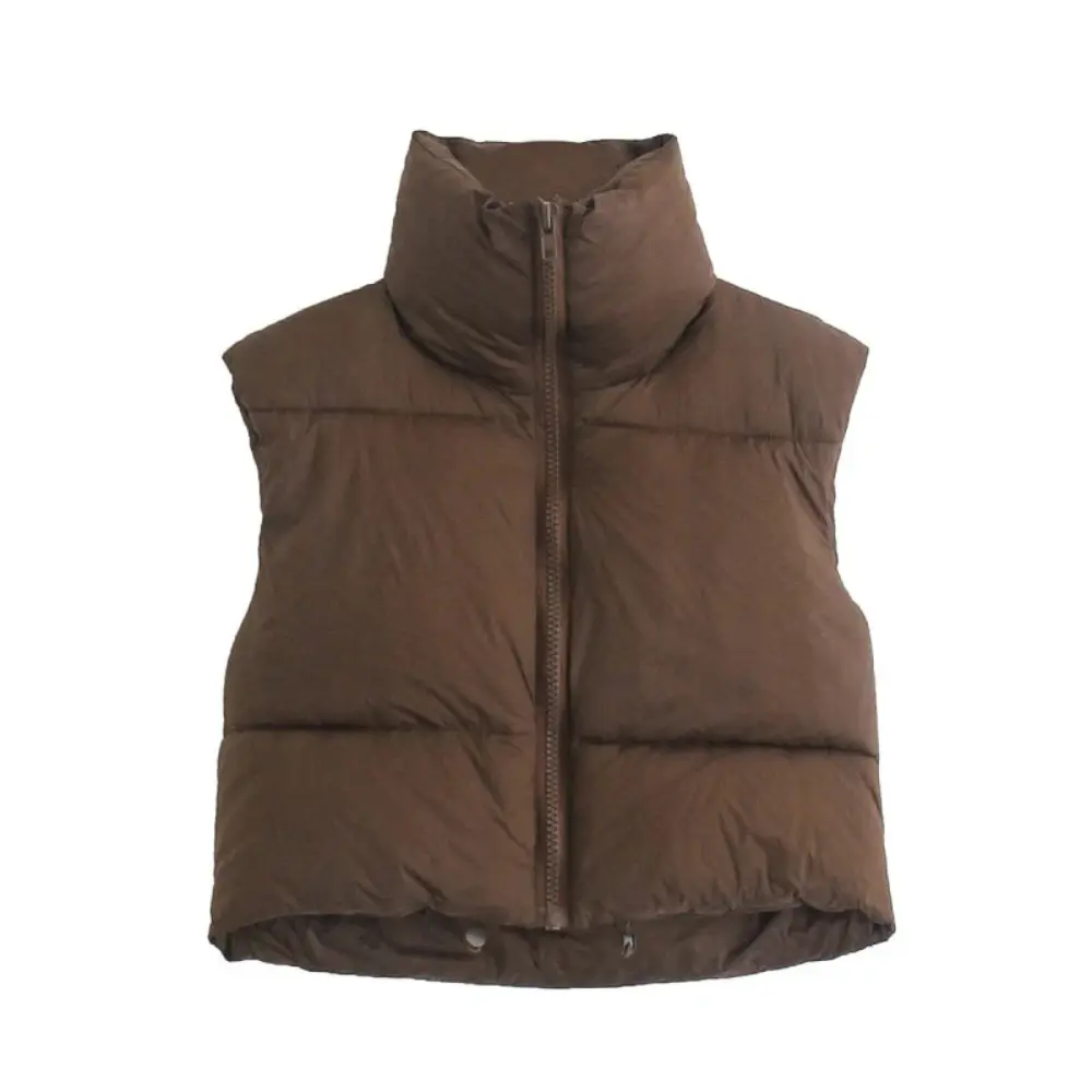 Etta - Women's Cropped Puffer Gilet with Collar - photo 3