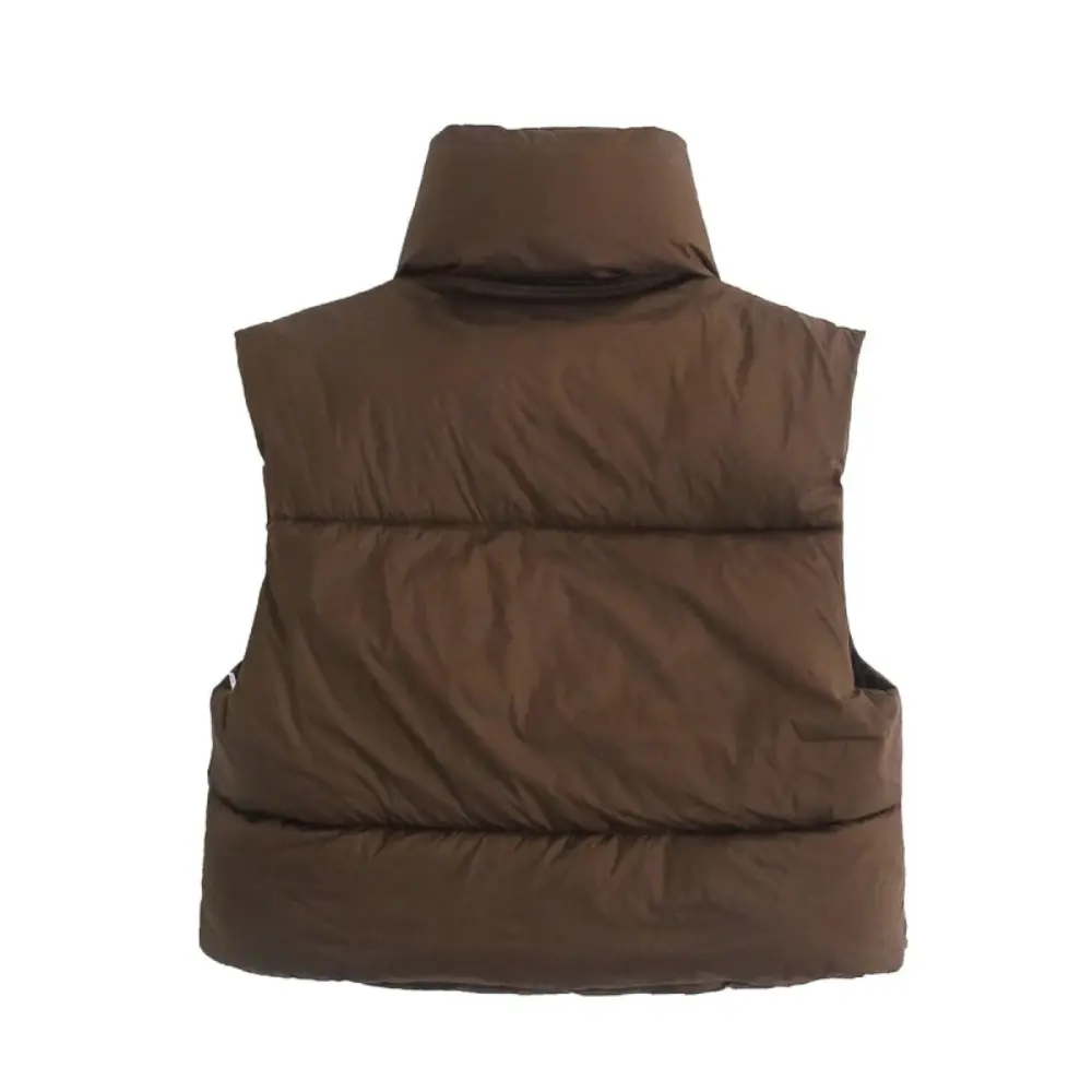 Etta - Women's Cropped Puffer Gilet with Collar - photo 4