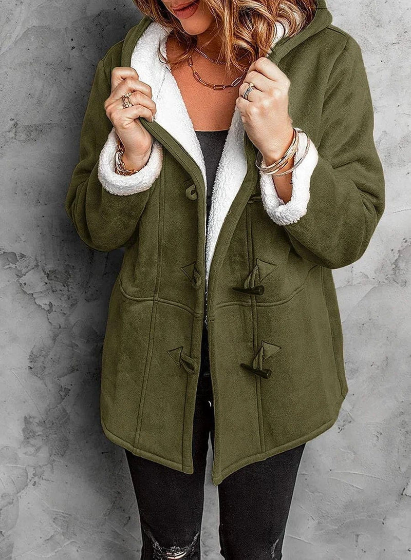 Women's Hooded Coat in Plush Cashmere-Like Material - photo 9