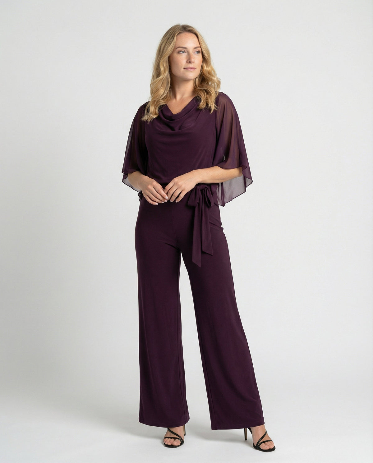 Women's Chiffon Sleeve Wide Leg Wedding Guest Jumpsuit - photo 1
