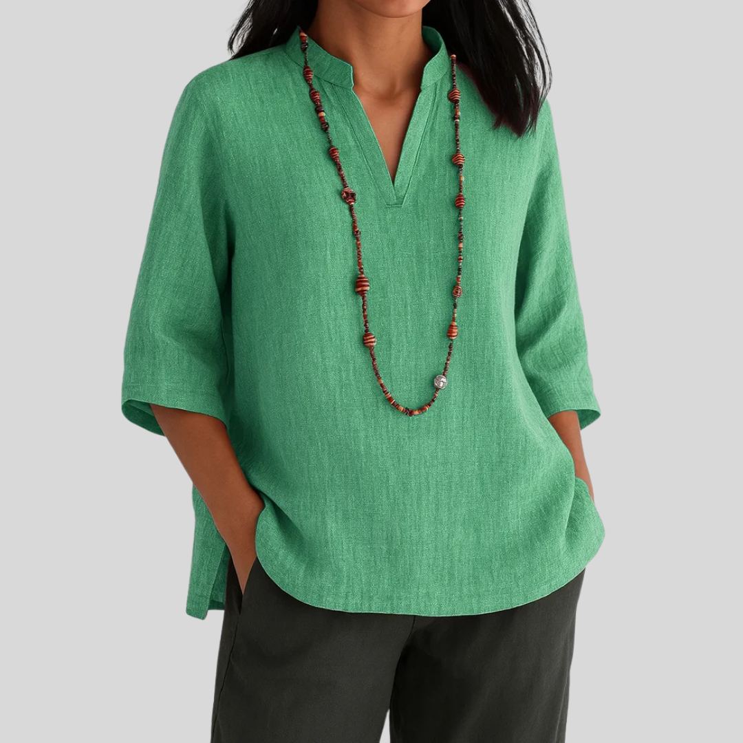 Goldie - Women's Relaxed Blouse with a V-Neck - photo 1