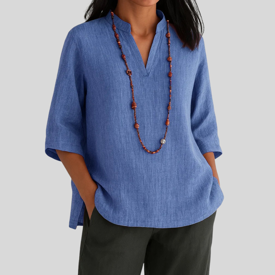 Goldie - Women's Relaxed Blouse with a V-Neck - photo 2