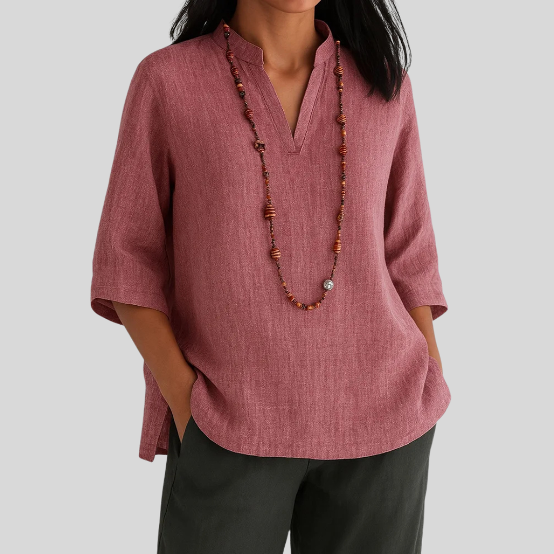 Goldie - Women's Relaxed Blouse with a V-Neck - photo 4