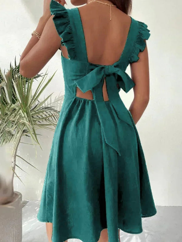 June - Women's short flared dress with summery flutter sleeves - photo 7