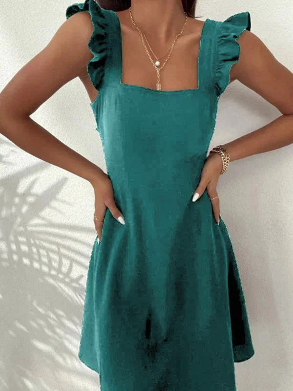 June - Women's short flared dress with summery flutter sleeves - photo 8