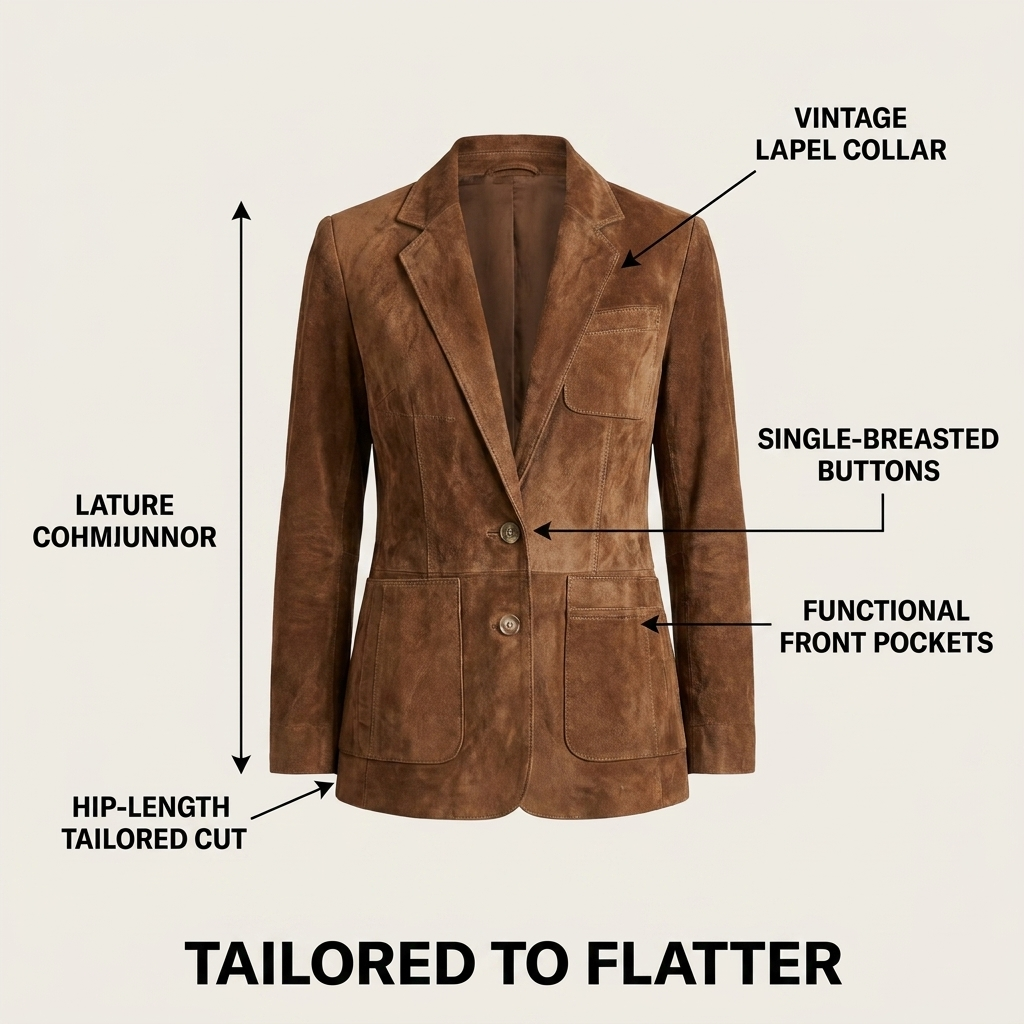 Carmen - Women's Suede Blazer with Button Front