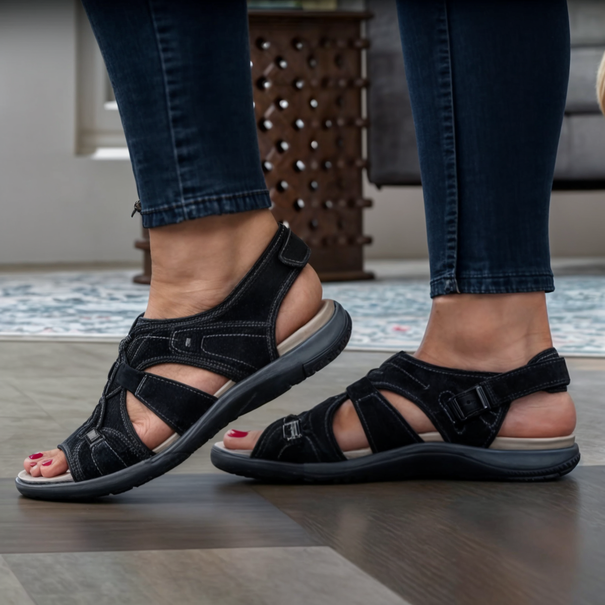 Women's Wide Orthopedic Walking Sandals with Hook and Loop - photo 3
