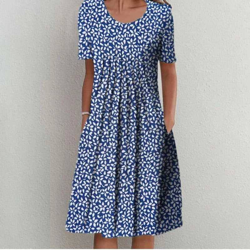 Women's Floral Knee-Length Dress with Hidden Pockets - photo 3