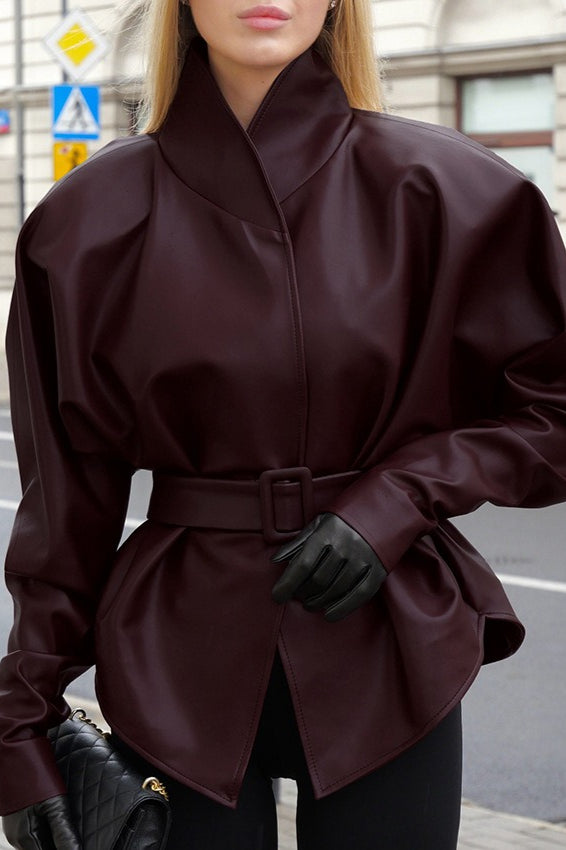 Jade - Women's Jacket with Tie Belt and Long Sleeves - photo 12