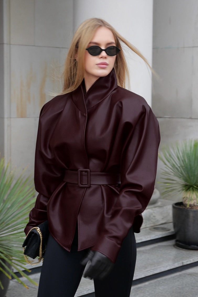 Jade - Women's Jacket with Tie Belt and Long Sleeves - photo 3