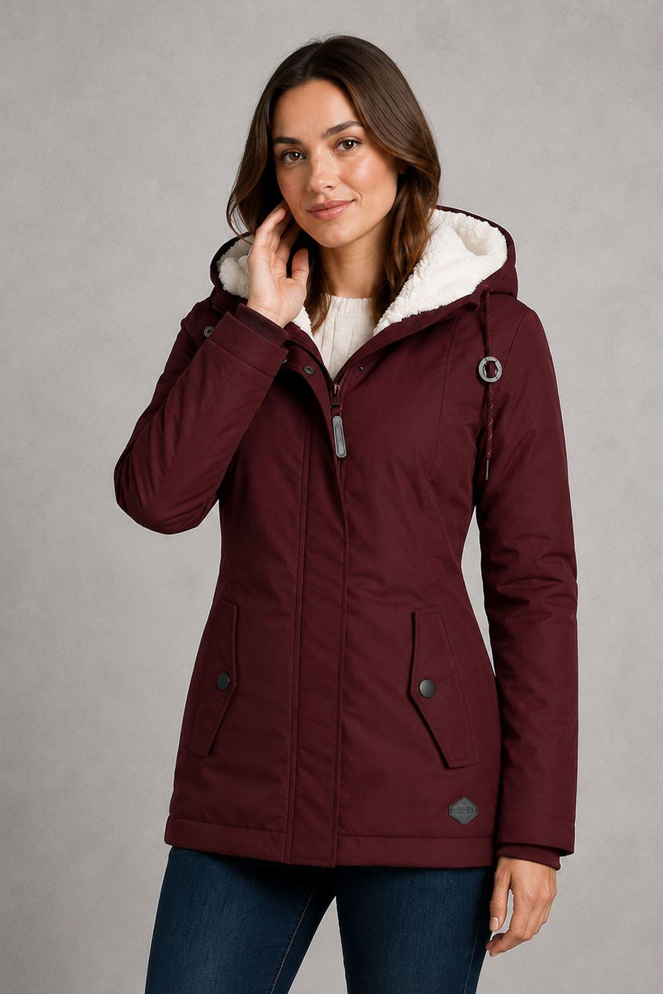 Jenna - Women's Longline Hooded Coat with Fleece Lining - photo 2
