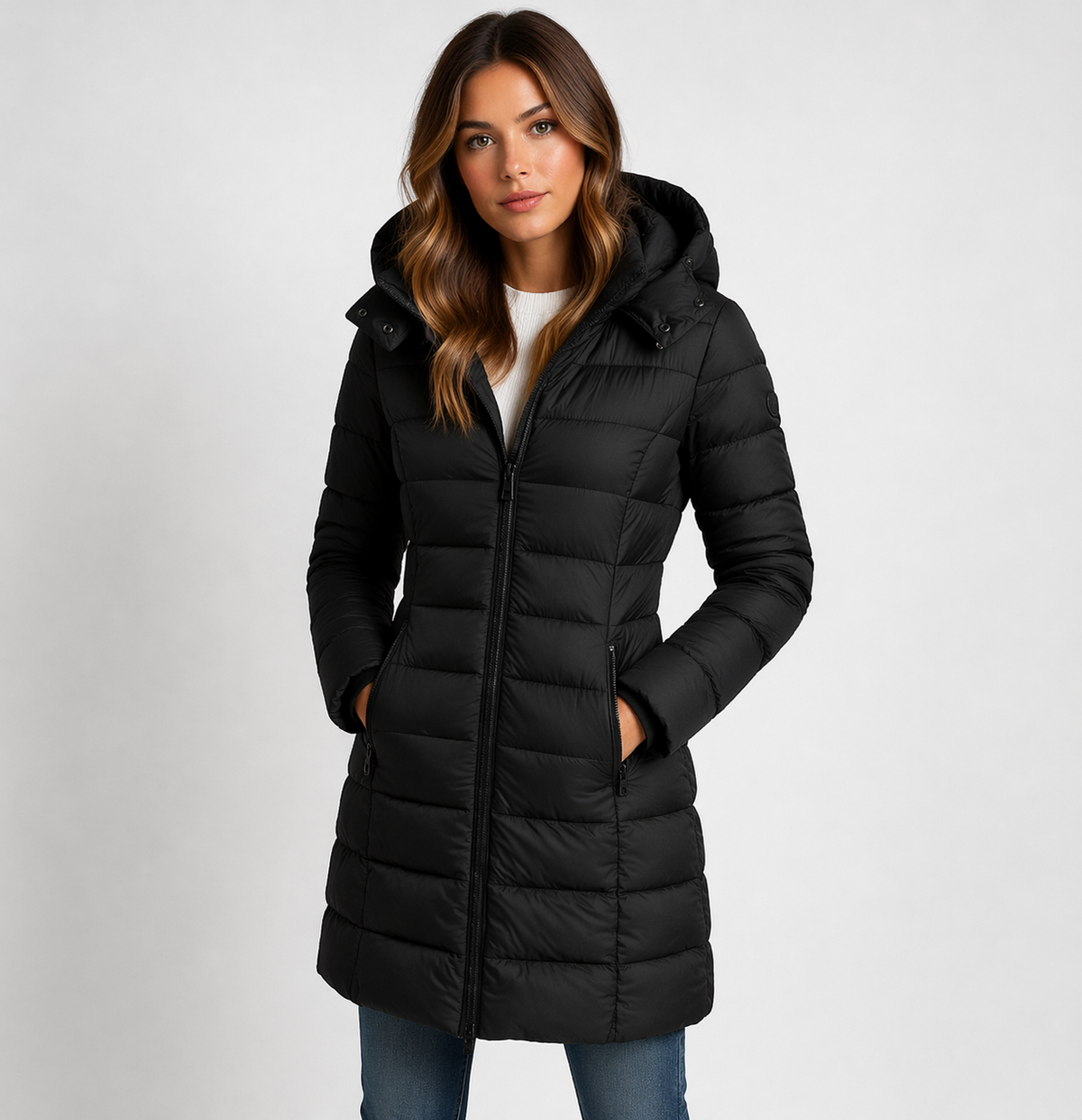 Jennifer - Women's Longline Puffer Jacket with Hood - photo 1