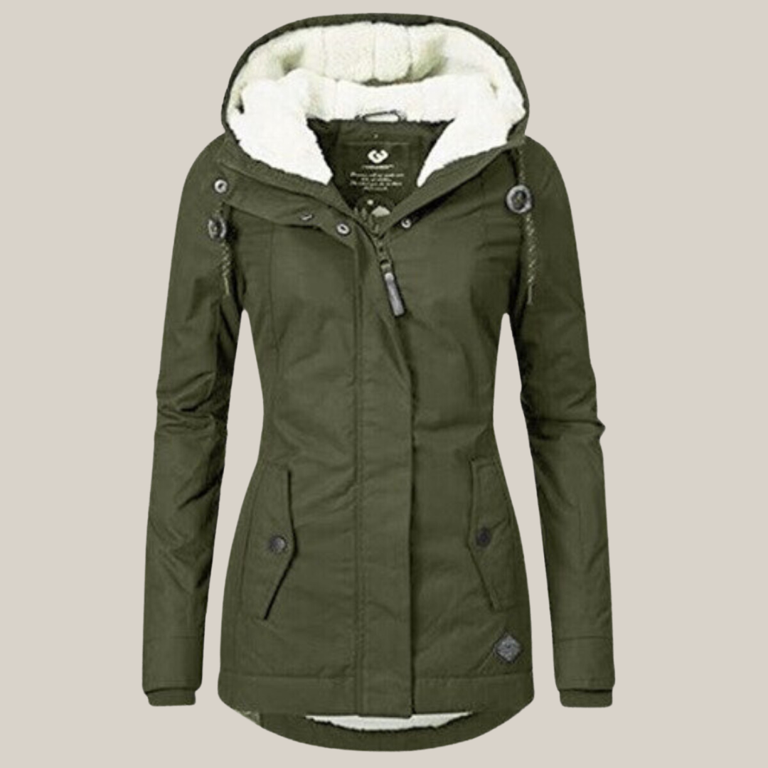 Jessica - Women's Parka with Teddy Lining and Hood - Green