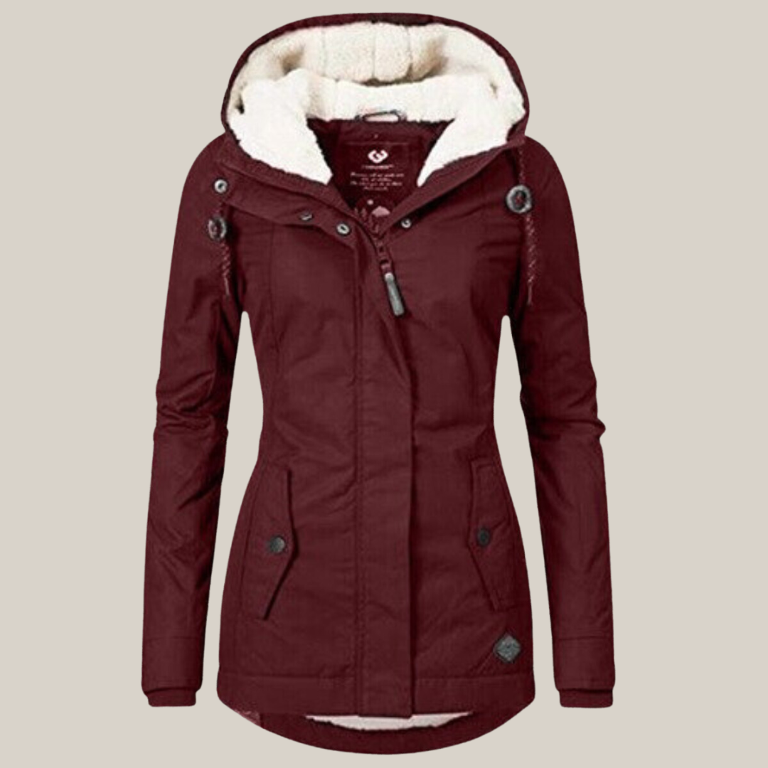 Jessica - Women's Parka with Teddy Lining and Hood - Red