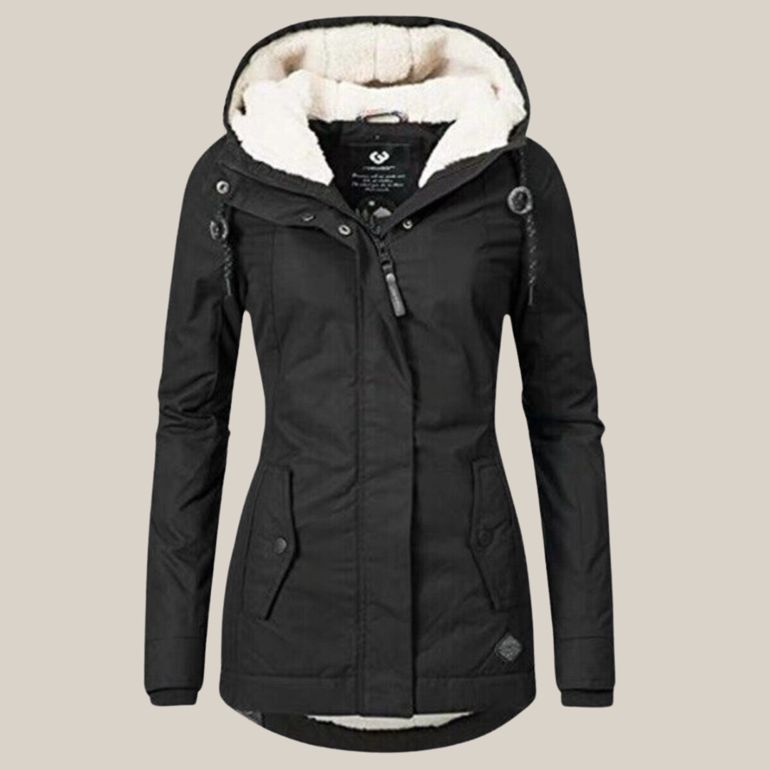 Jessica - Women's Parka with Teddy Lining and Hood - Black