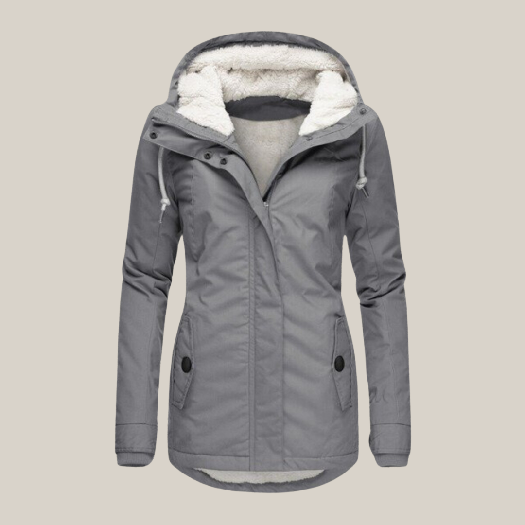 Jessica - Women's Parka with Teddy Lining and Hood - Grey