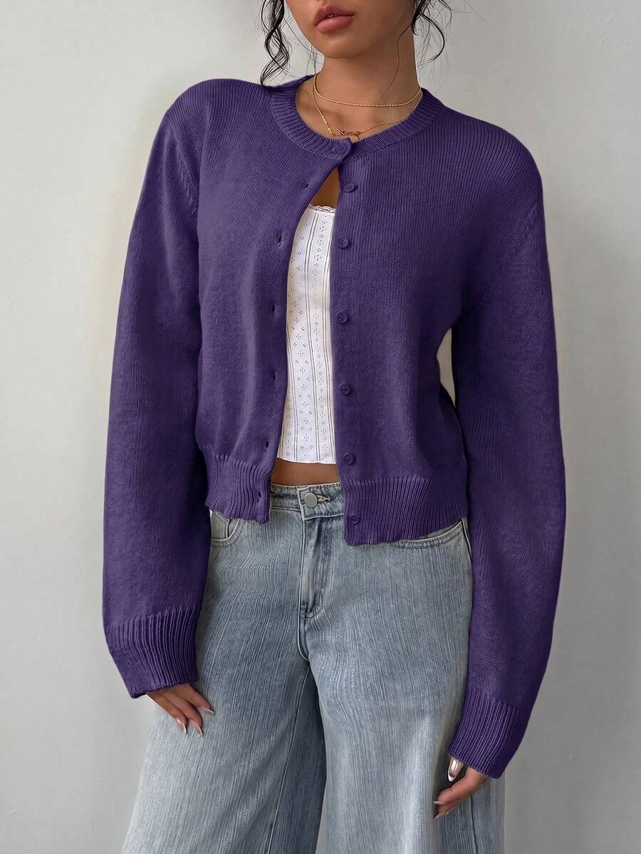 Judy - Women's Relaxed Cardigan with Button Front and Collar - photo 5