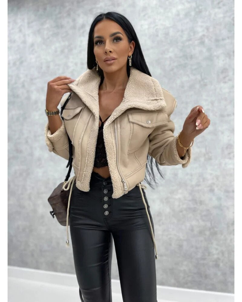 Lambert - Women's Biker Jacket with Colour Blocking and Zip Front - photo 1