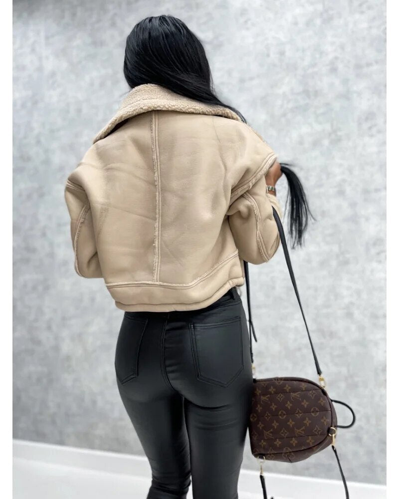 Lambert - Women's Biker Jacket with Colour Blocking and Zip Front - photo 6