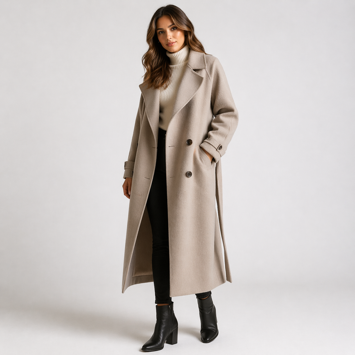 Leigh - Women's Coat with Double-Breasted Front and Side Pockets - photo 1