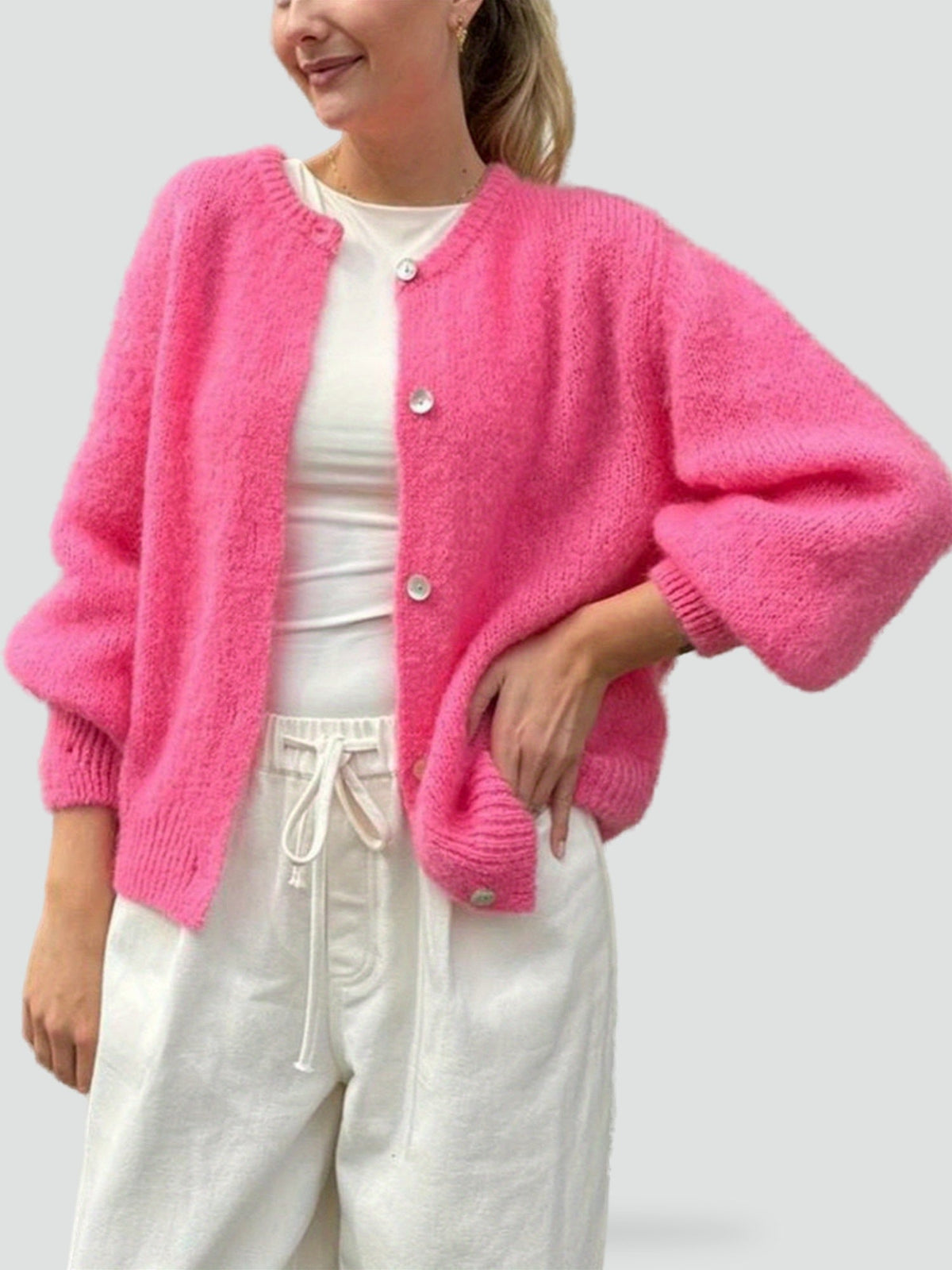 Lottie - Women's Winter Jumper with Button Front - photo 17