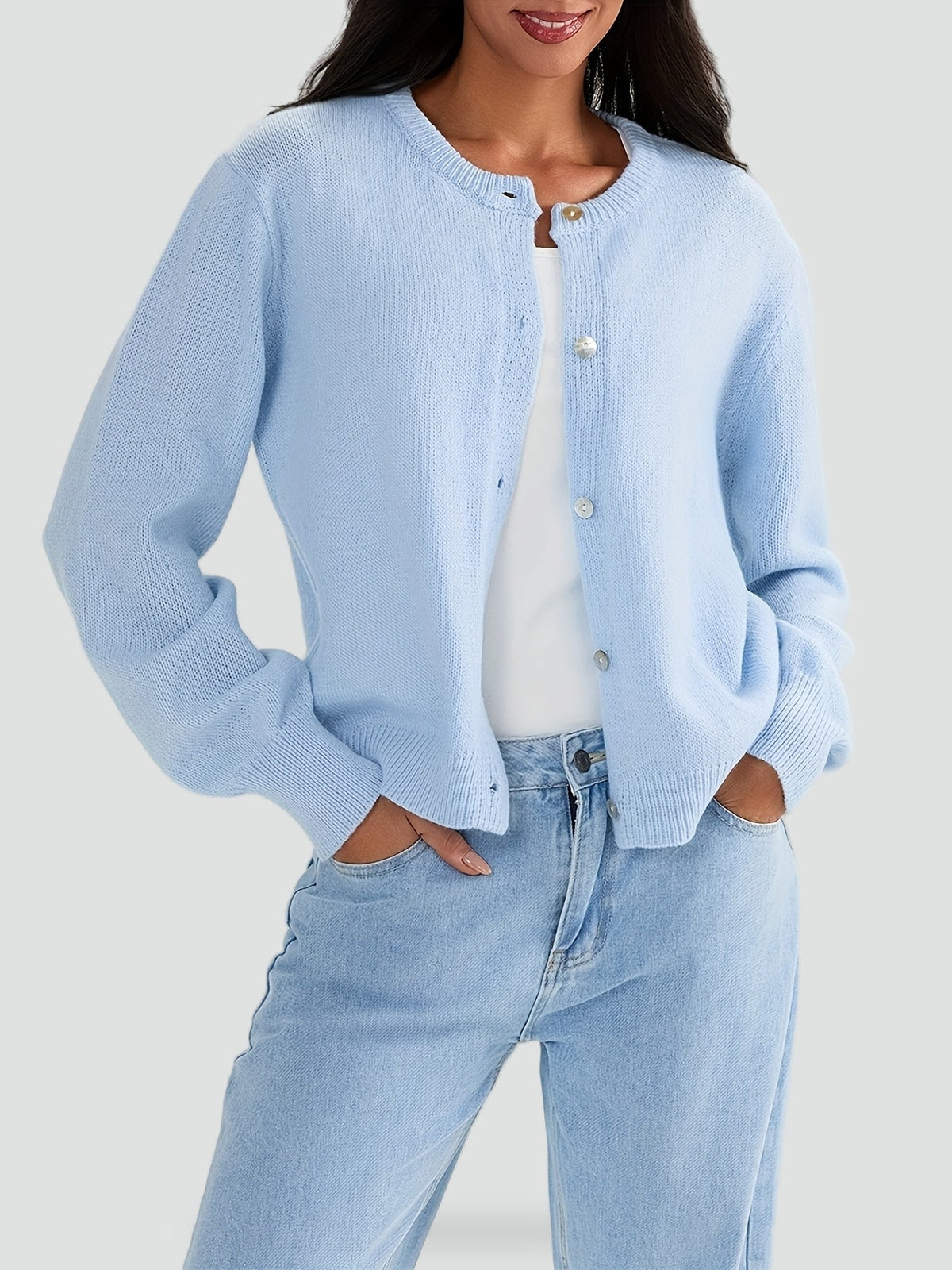 Lottie - Women's Winter Jumper with Button Front - photo 2