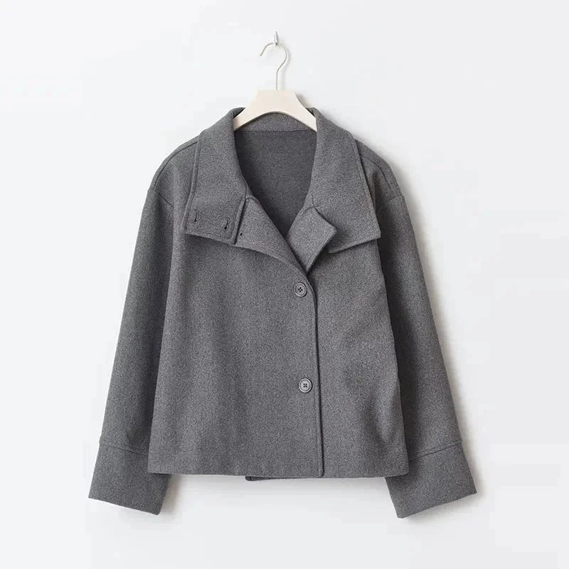Jenna - Women's short coat with buttons and stand-up collar - photo 8