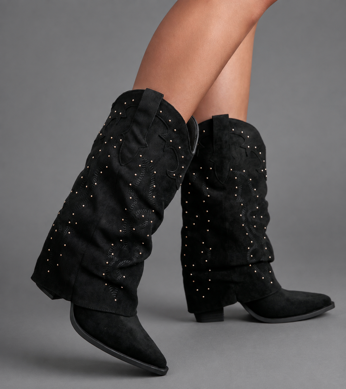 Maren - Women's Pointed Toe Knee High Western Boots with Chunky Heel - photo 10