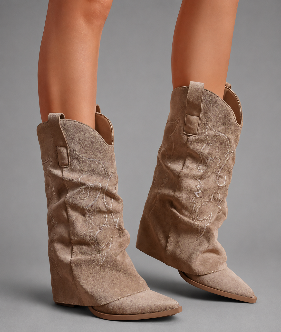 Maren - Women's Pointed Toe Knee High Western Boots with Chunky Heel - photo 11