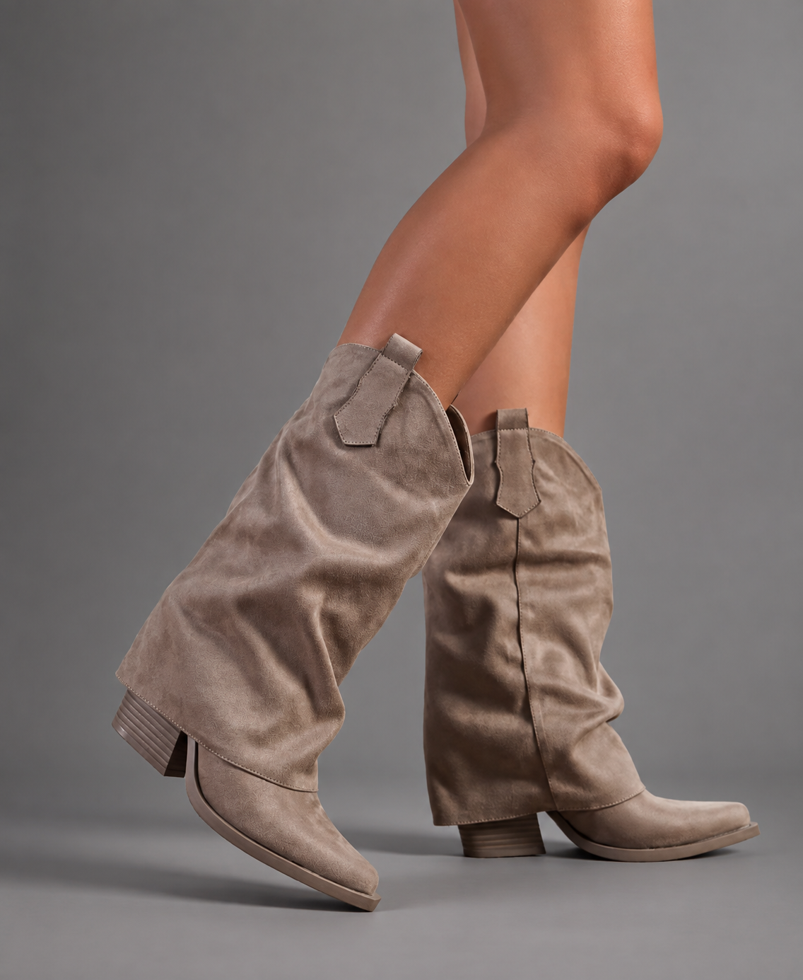 Maren - Women's Pointed Toe Knee High Western Boots with Chunky Heel - photo 4