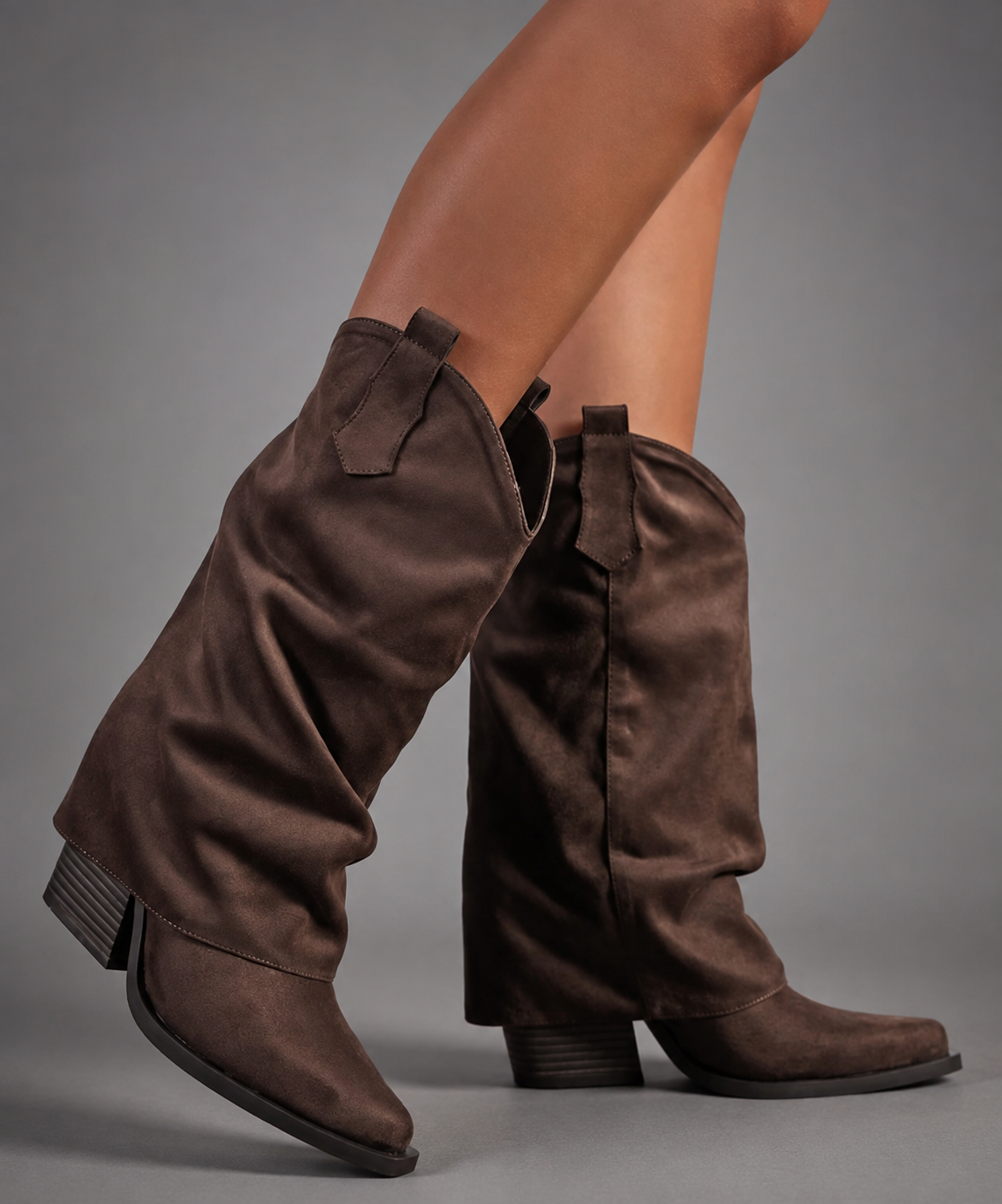 Maren - Women's Pointed Toe Knee High Western Boots with Chunky Heel - photo 6