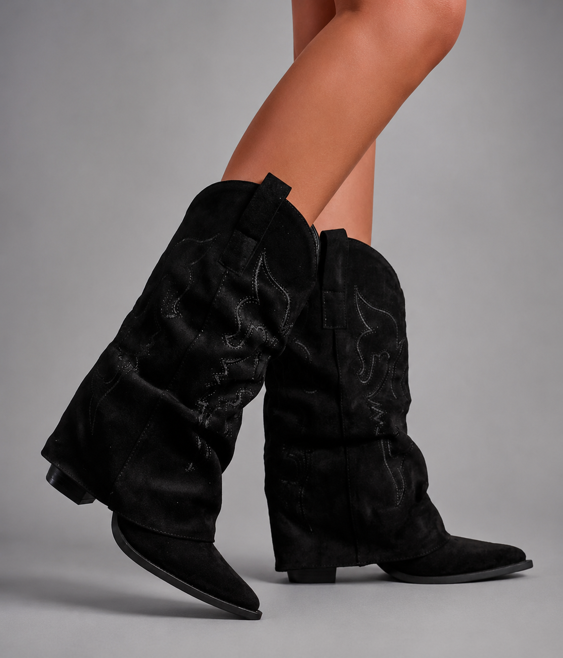 Maren - Women's Pointed Toe Knee High Western Boots with Chunky Heel - photo 7