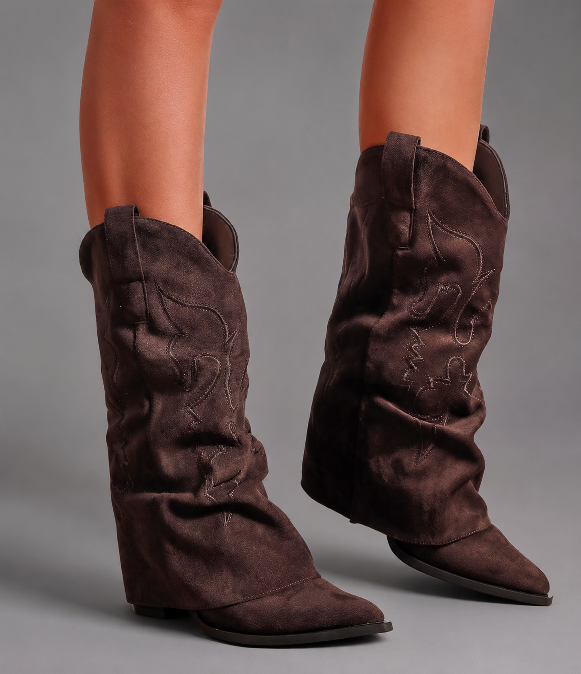 Maren - Women's Pointed Toe Knee High Western Boots with Chunky Heel - photo 9