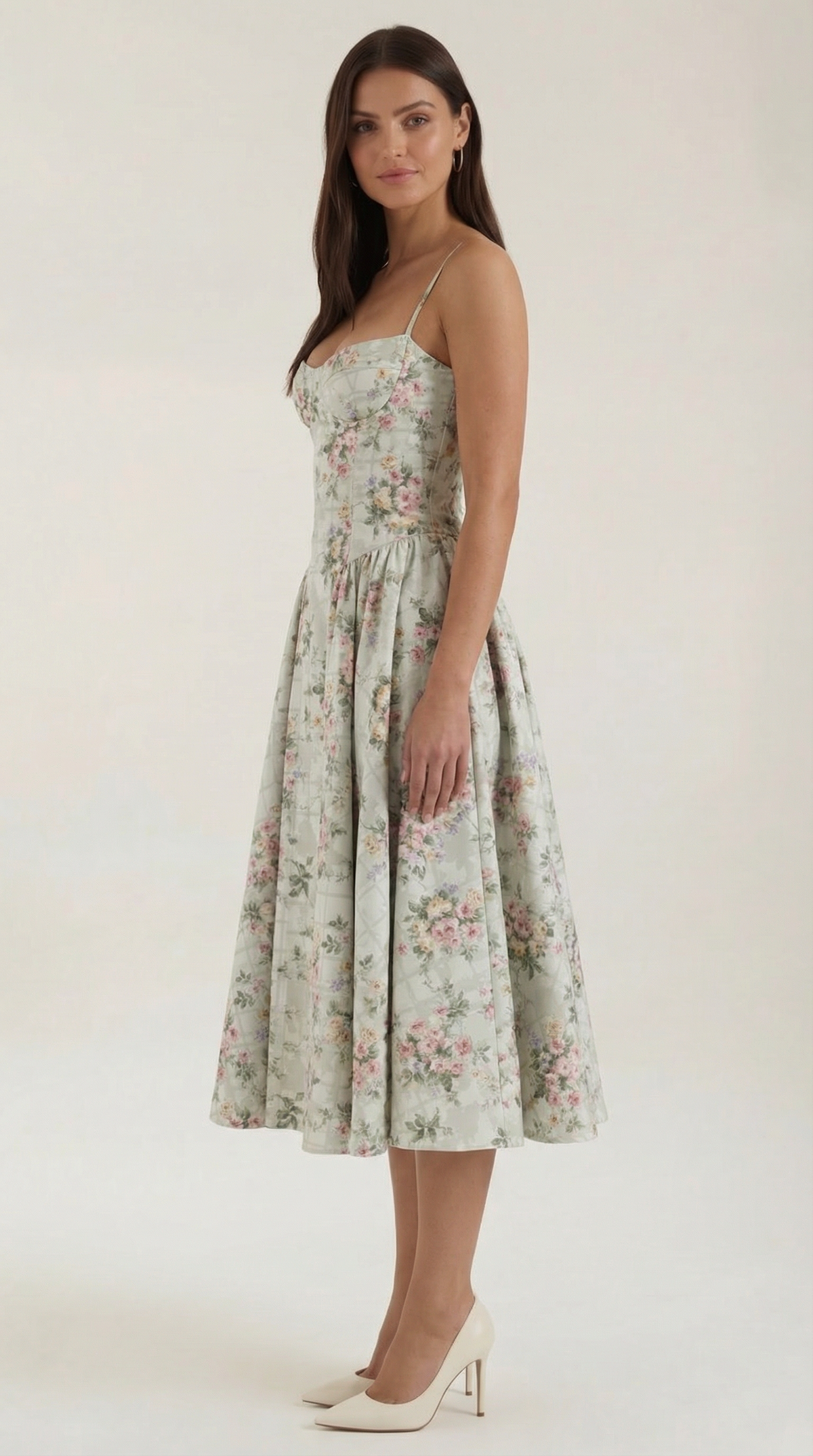 Marielle - Women's Floral Corset Wedding Guest Midi Dress - photo 2