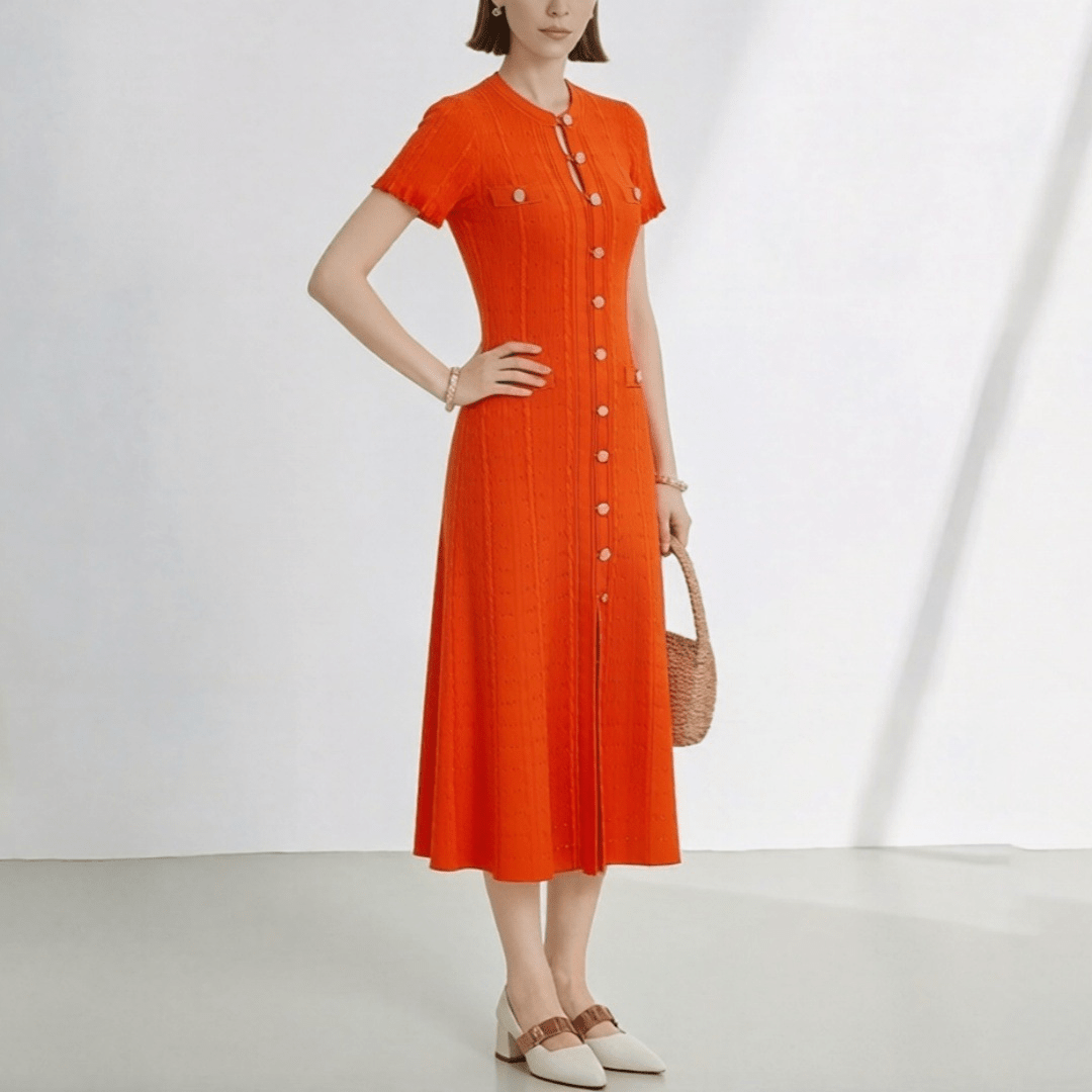 Melanie - Women's Knitted Dress with V-Neck - photo 7