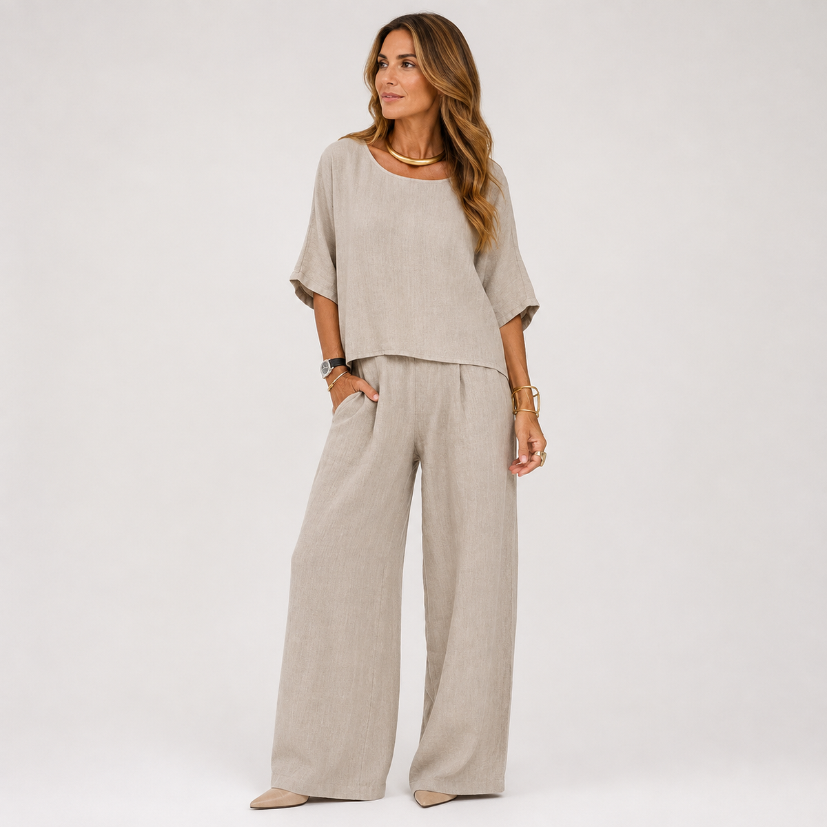 Mireille - Women's Relaxed Two-Piece Set with Wide Leg - photo 1