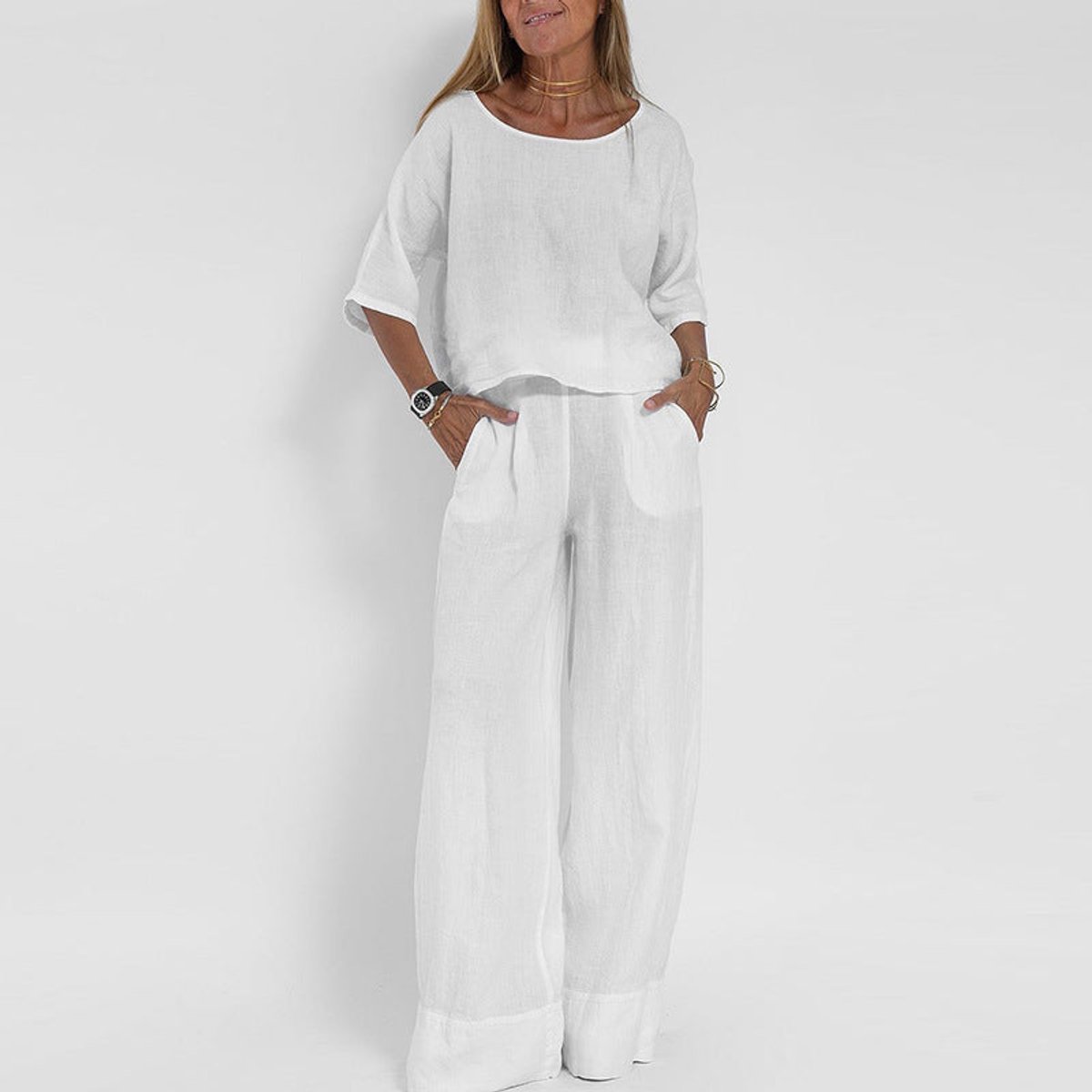 Mireille - Women's Relaxed Two-Piece Set with Wide Leg - photo 4