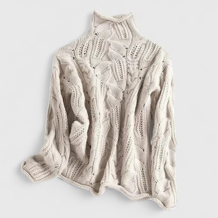 Morwenna - Women's Cable Knit Jumper with Roll Neck - photo 1