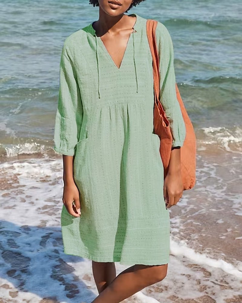 Alice Bohemian Summer Midi Dress V-Neck Cotton Women - photo 3