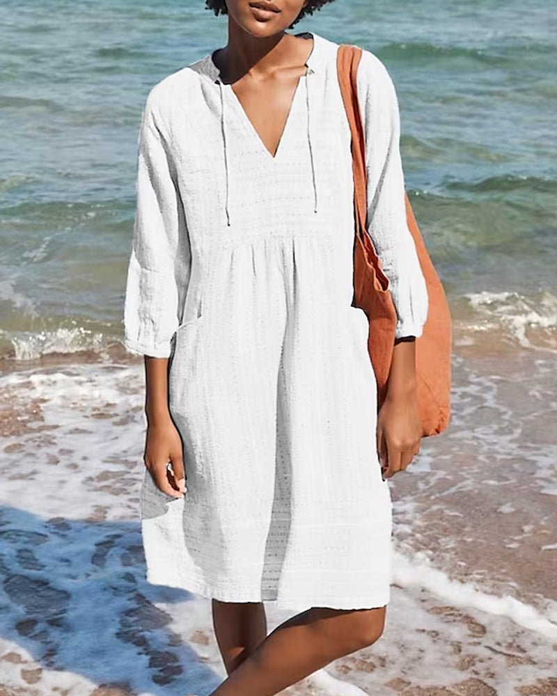 Alice Bohemian Summer Midi Dress V-Neck Cotton Women - photo 4