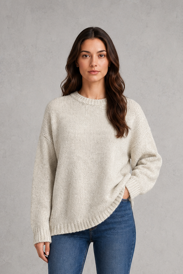 Nina - Women's Relaxed Oversized Crew Neck Knit Jumper - photo 5