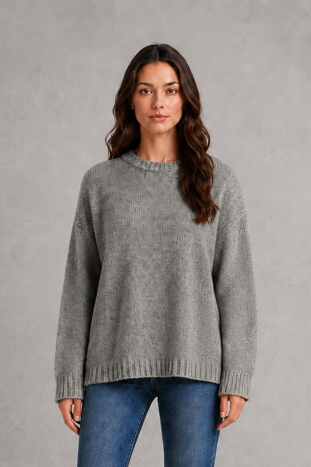 Nina - Women's Relaxed Oversized Crew Neck Knit Jumper - photo 6