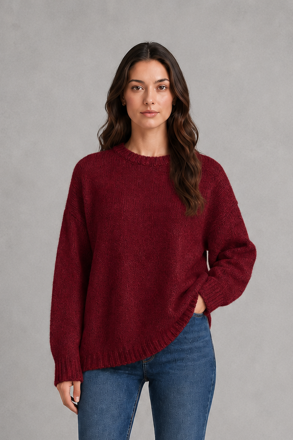 Nina - Women's Relaxed Oversized Crew Neck Knit Jumper - photo 8