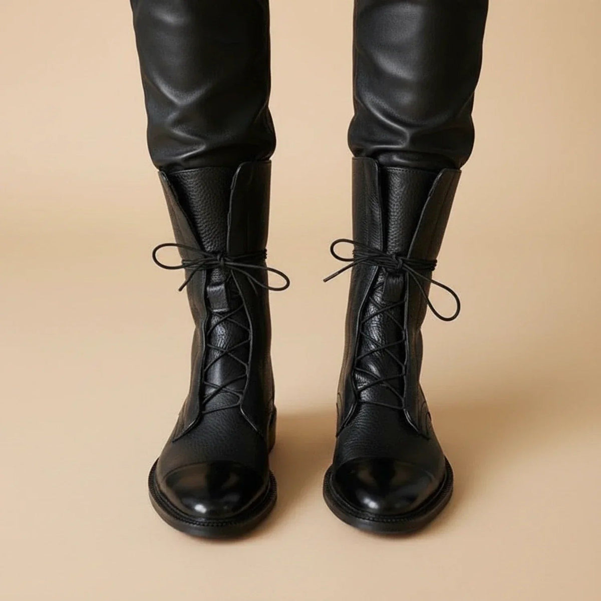 Parthenia - Women's Knee-High Boots with Lace-Up Front