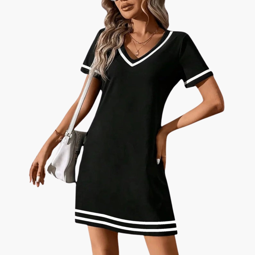 Pascaline - Women's Flowing Mini Dress with V-Neck - photo 1