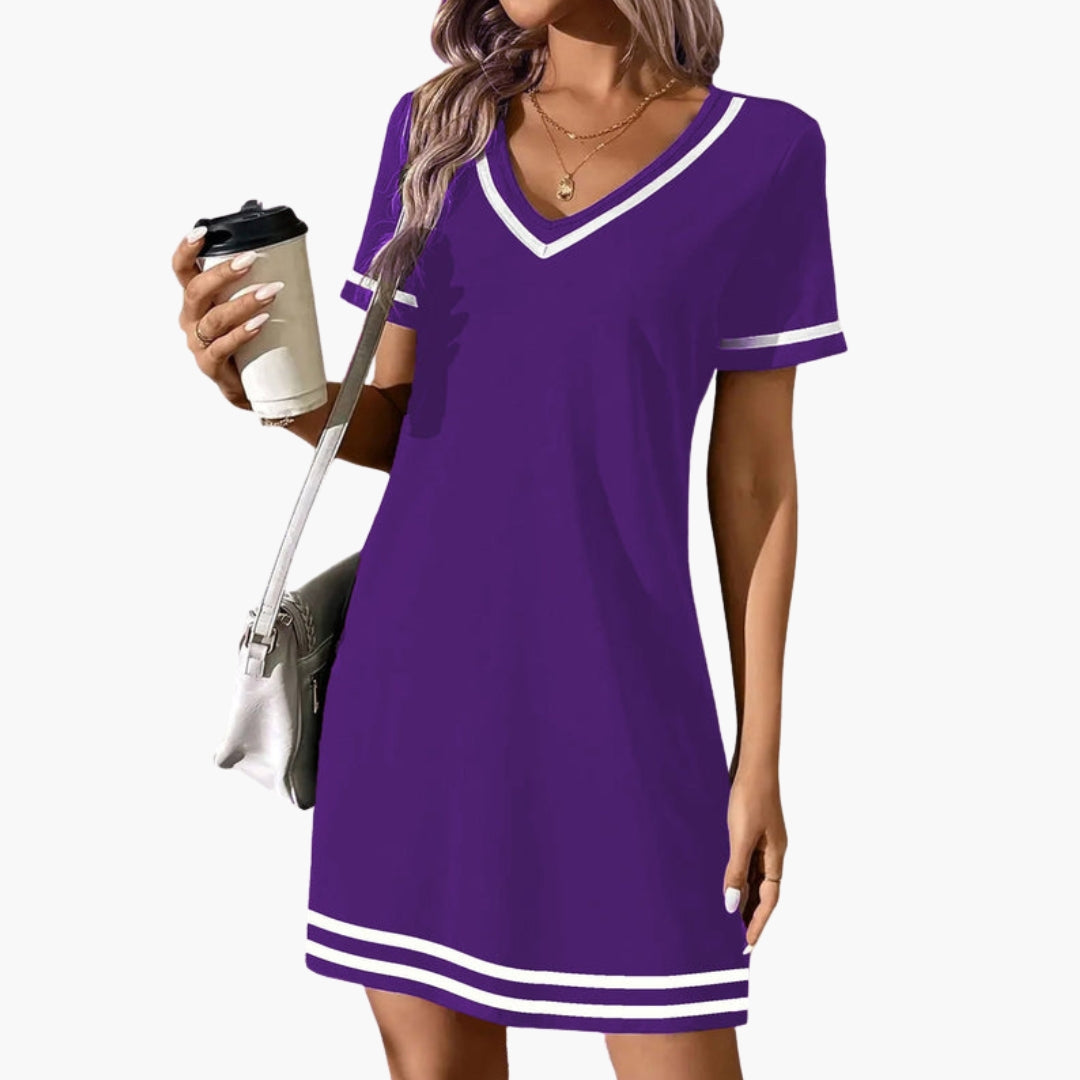 Pascaline - Women's Flowing Mini Dress with V-Neck - photo 3
