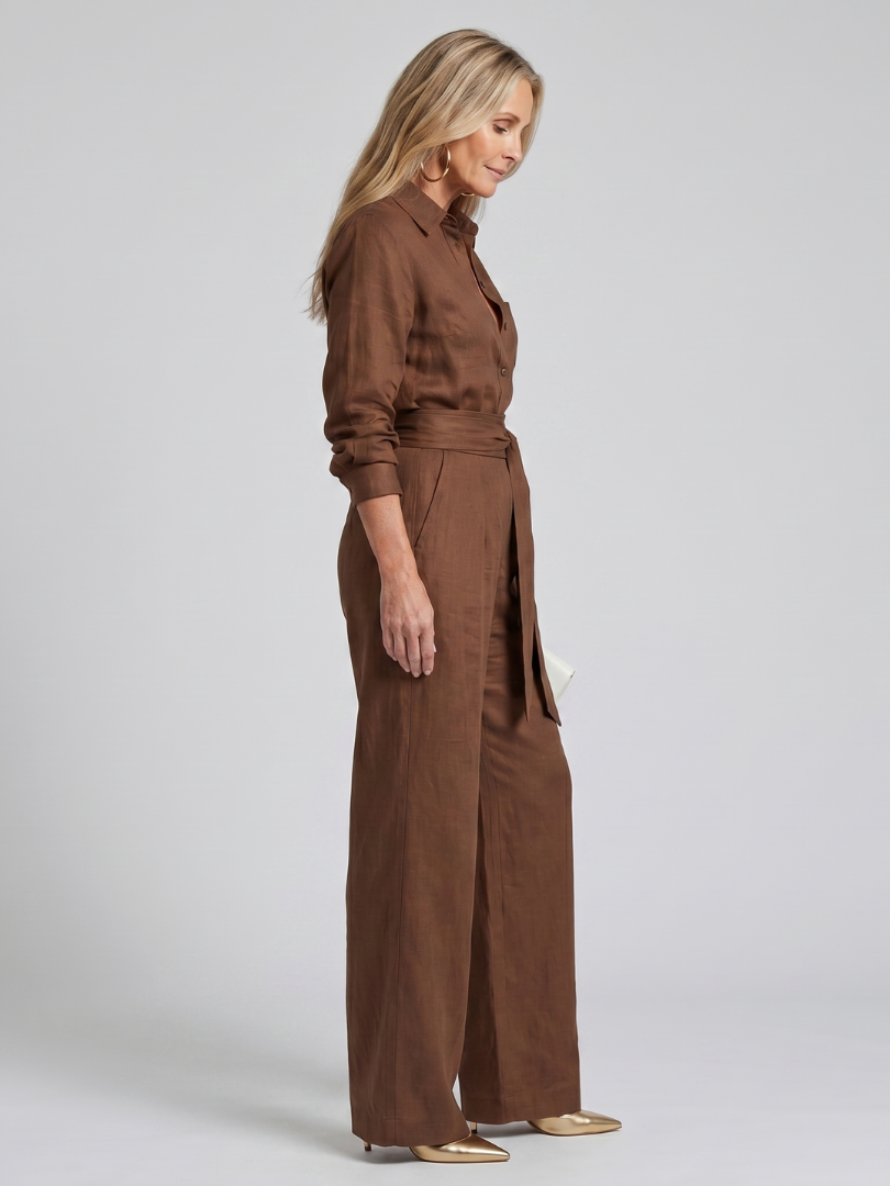 Patricia - Women's Jumpsuit with Wide Leg and Long Sleeves - photo 6